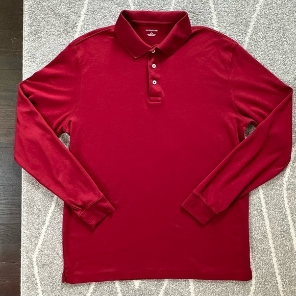 Lands’ End Maroon Red Long Sleeve Polo Shirt - Picture 1 of 3
